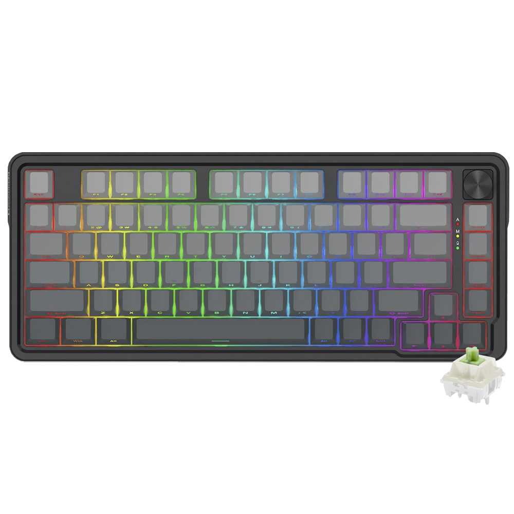 Teclado Gamer Mecânico Redragon K673SP-RGB-PRO Ucal Pro Wireless / RGB / Mint / Inglês - Preto / Cinza