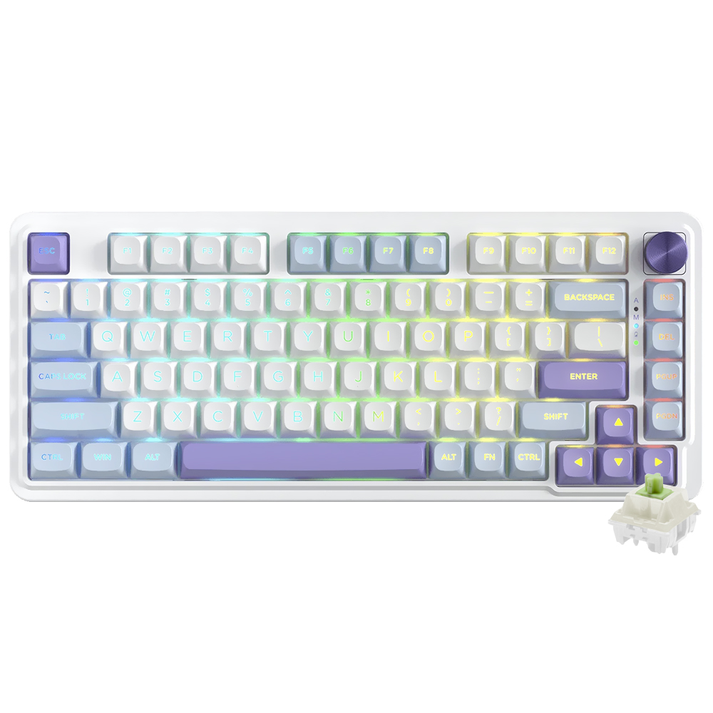 Teclado Gamer Mecânico Redragon K673WBP-RGB-MAX Ucal Max Mini  Wireless / RGB / Green / Inglês - Branco / Azul