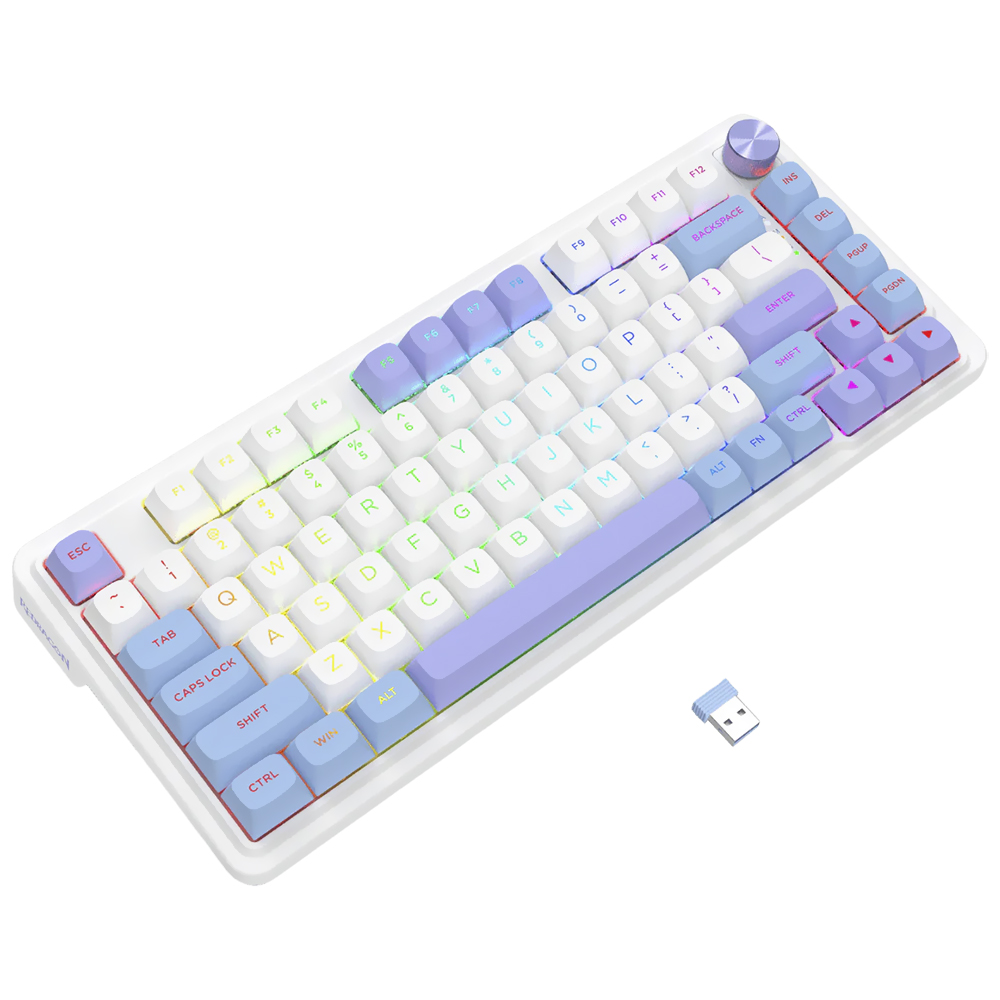 Teclado Gamer Mecânico Redragon K673WBP-RGB-MAX Ucal Max Mini  Wireless / RGB / Green / Inglês - Branco / Azul