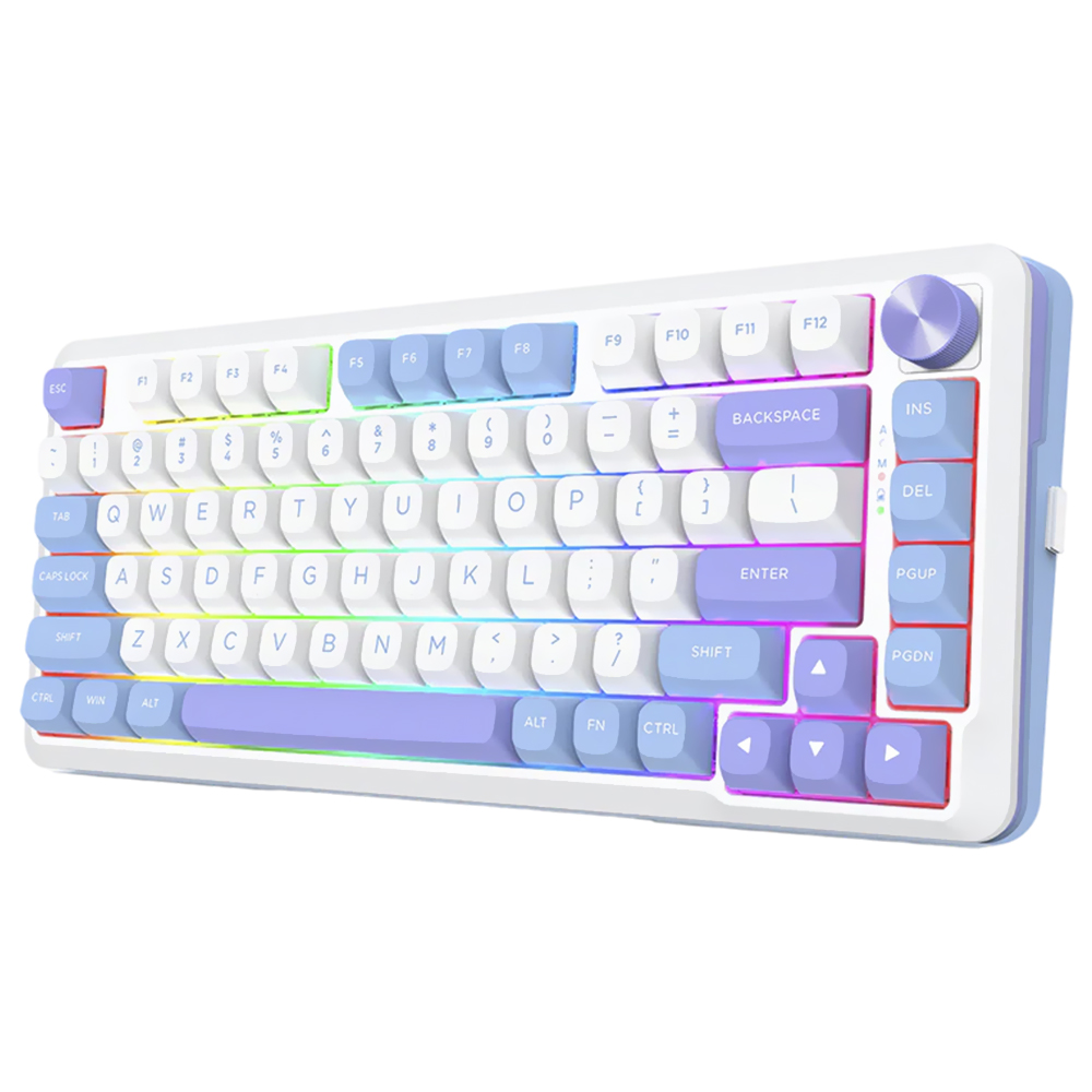 Teclado Gamer Mecânico Redragon K681WBP-RGB-PRO Cyrus Pro Mini Wireless / RGB / Gray / Inglês - Purple / Branco