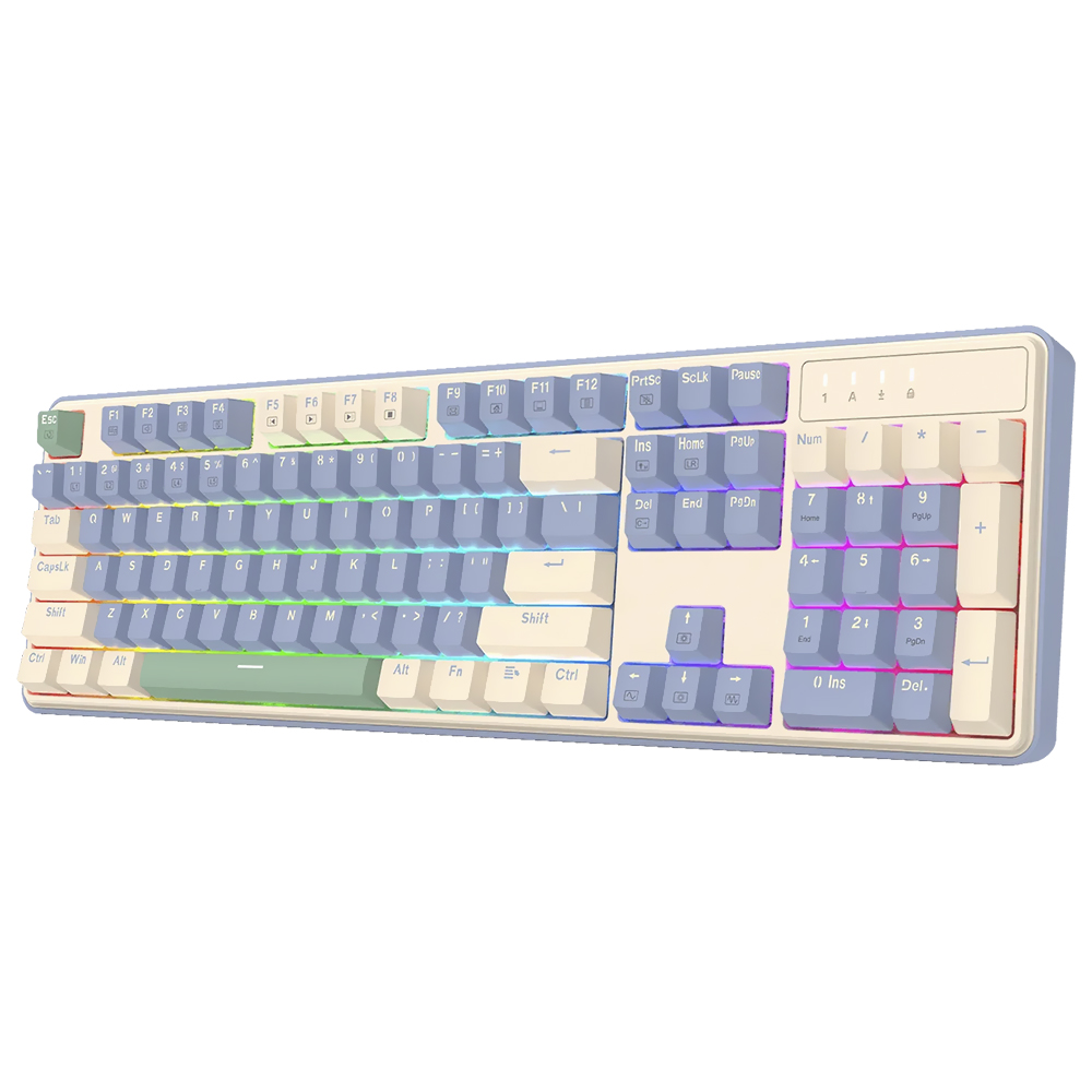 Teclado Gamer Mecânico Redragon K685PYG-RGB Faye USB / Inglês - Roxo / Branco