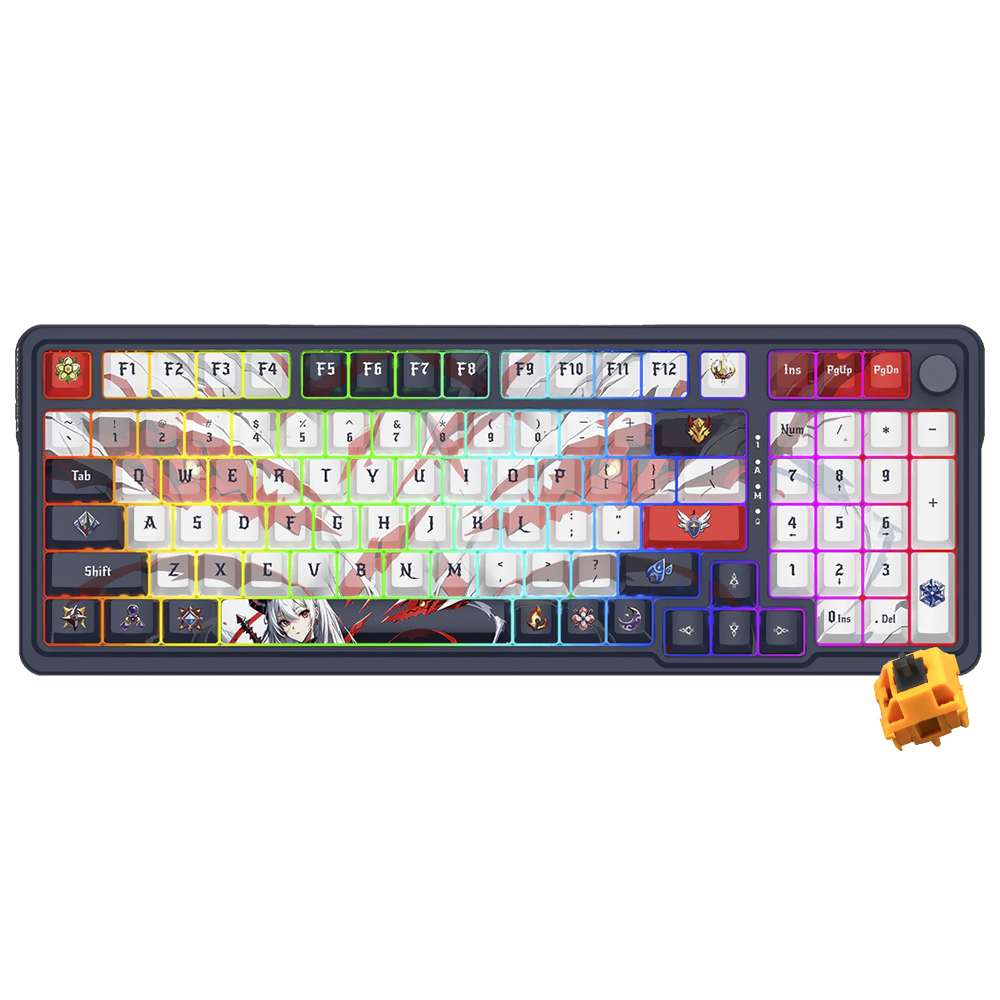 Teclado Gamer Mecânico Redragon K686AK-RGB-PRO Eisa Wireless / RGB / Inglês - Azul / Branco