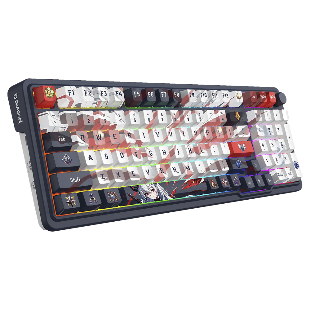 Teclado Gamer Mecânico Redragon K686AK-RGB-PRO Eisa Wireless / RGB / Inglês - Azul / Branco