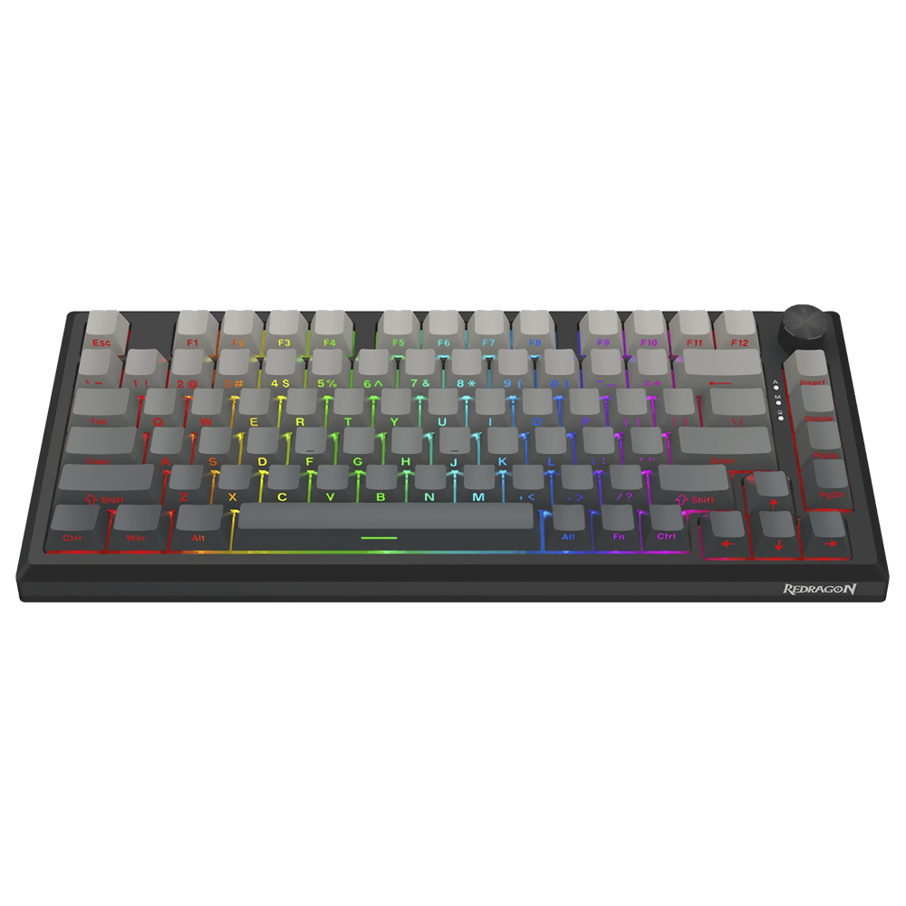 Teclado Gamer Mecânico Redragon K687GG-RGB-PRO Penumbra Pro Wireless / RGB / Inglês - Preto / Cinza