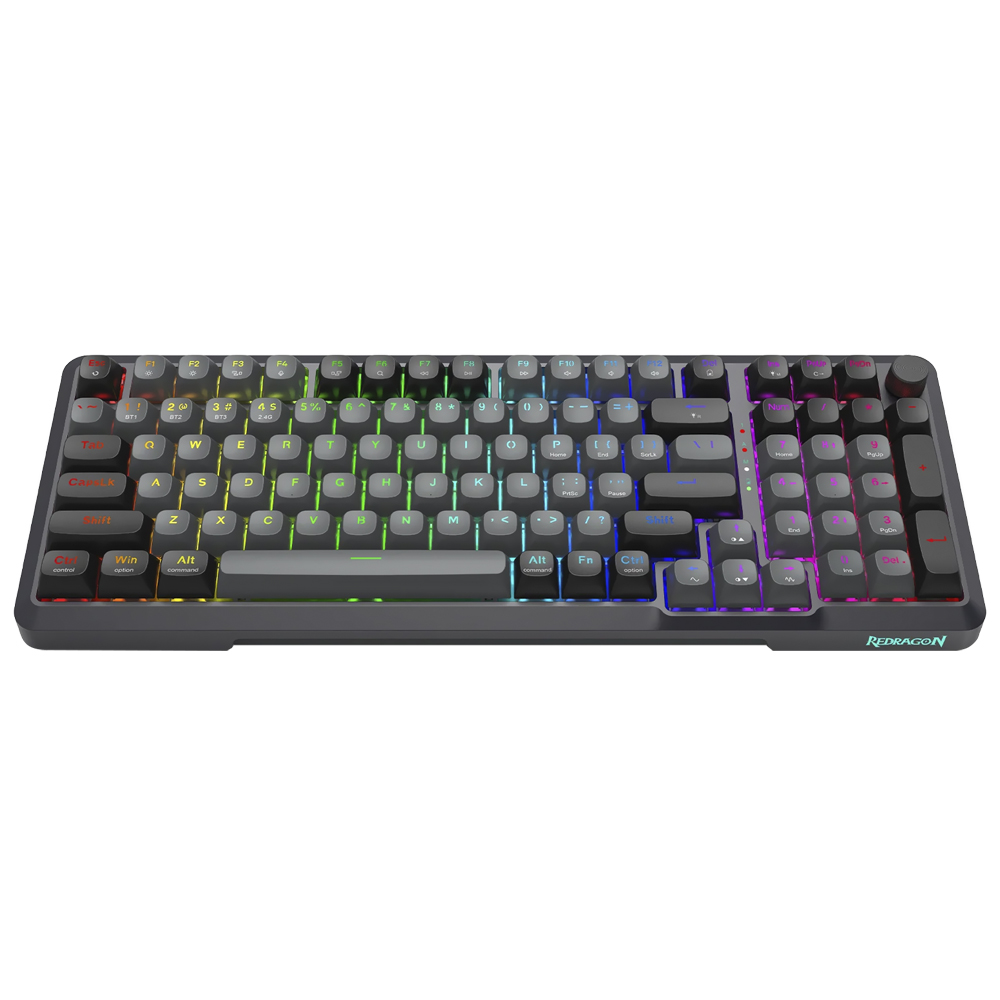 Teclado Gamer Mecânico Redragon K688GB-RGB-PRO Bragi Pro Wireless / RGB / Inglês - Preto