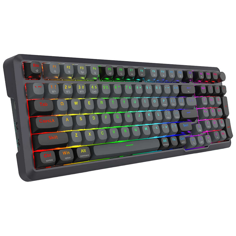 Teclado Gamer Mecânico Redragon K688GB-RGB-PRO Bragi Pro Wireless / RGB / Inglês - Preto