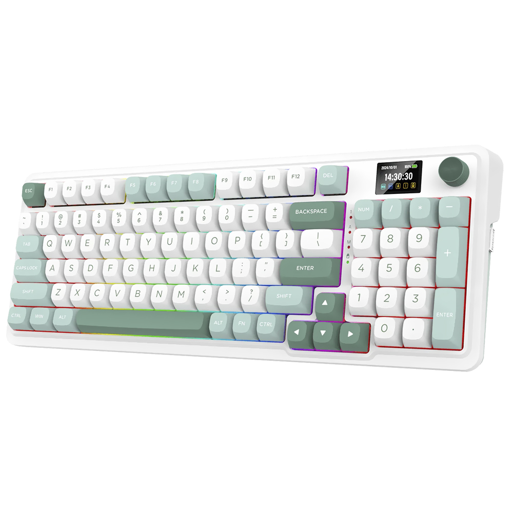 Teclado Gamer Mecânico Redragon K719WG-RGB-PRO Galatin Pro Wireless / RGB / Inglês - Branco / Verde