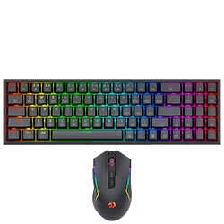 Teclado Gamer Mecânico Redragon S136 Combo Wireless / RGB / RED / Inglês - Preto