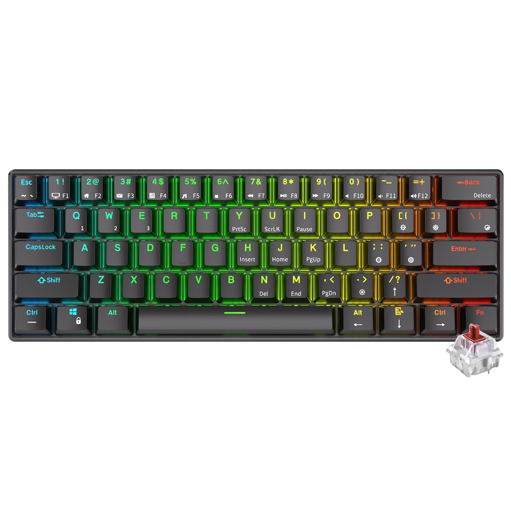 Teclado Gamer Mecânico Royal Kludge Mini RK61 Wireless / RGB / RED ...