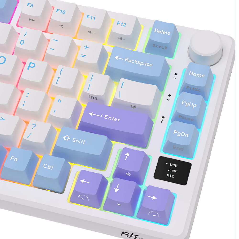 Teclado Gamer Mecânico Royal Kludge RK-M75 Wireless / RGB / Silver / Inglês - Taro Milk