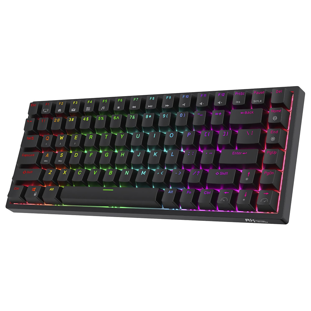 Teclado Gamer Mecânico Royal Kludge RK84 Wireless / RGB / RED / Inglês - Preto