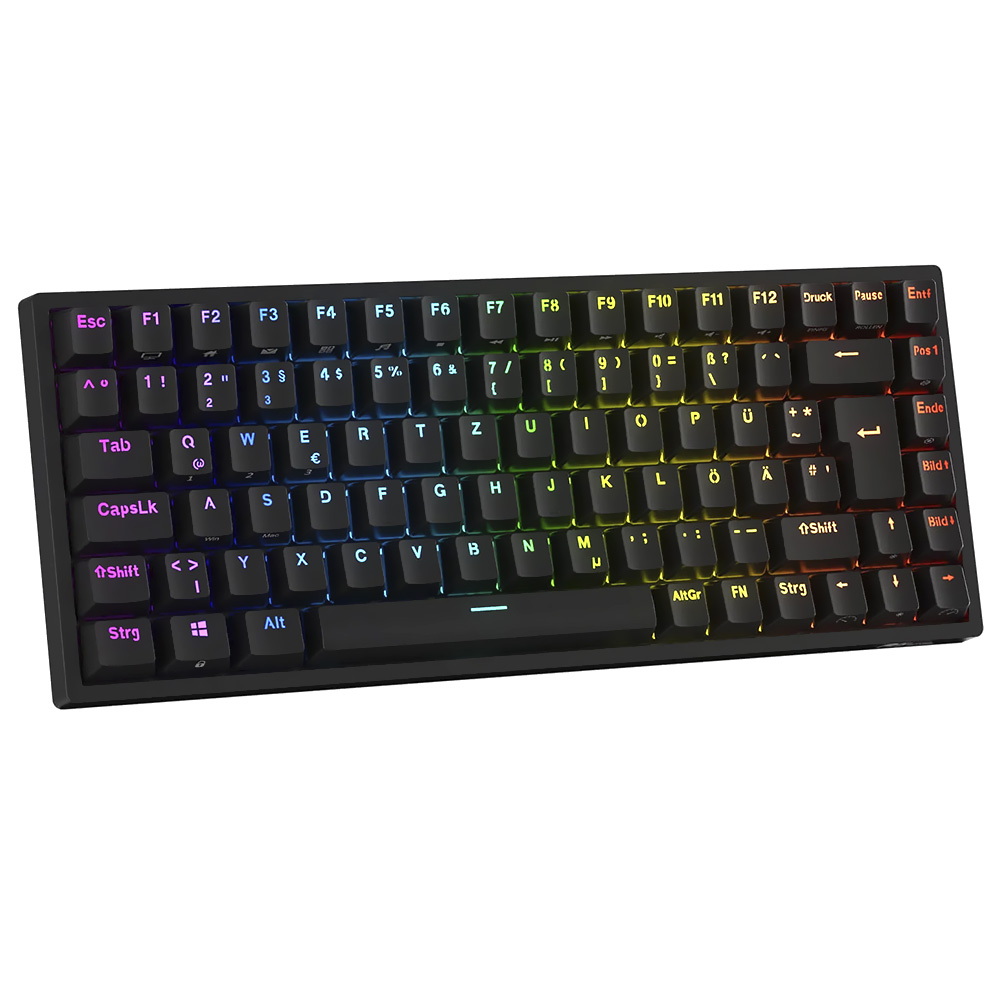 Teclado Gamer Mecânico Royal Kludge RK84 Wireless / RGB / RED / Inglês - Preto