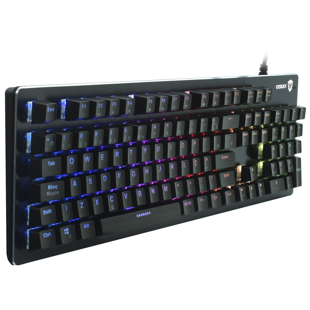 Teclado Gamer Mecânico Satellite GK-301 USB / RGB / Blue / Português - Preto