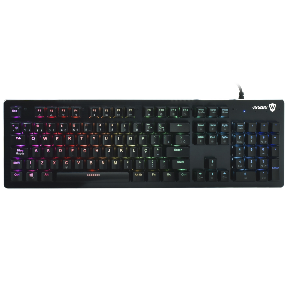 Teclado Gamer Mecanico Satellite GK-301 USB / RGB / Blue / Portugues - Preto