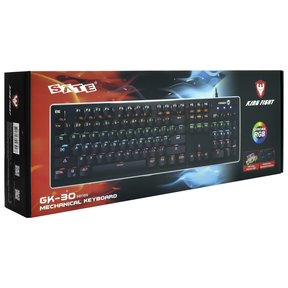 Teclado Gamer Mecânico Satellite GK-302 USB / RGB / Blue / Espanhol - Preto