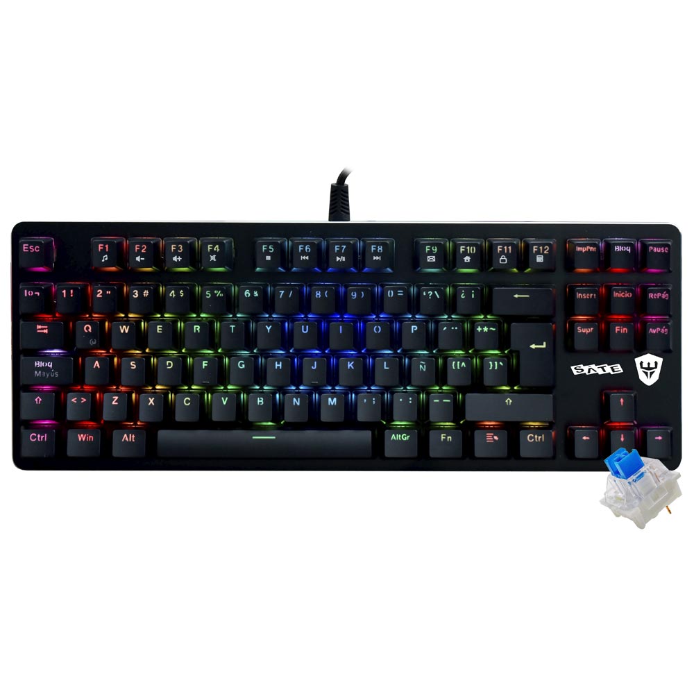 Teclado Gamer Mecanico Satellite GK-502 USB / RGB / Espanhol - Preto