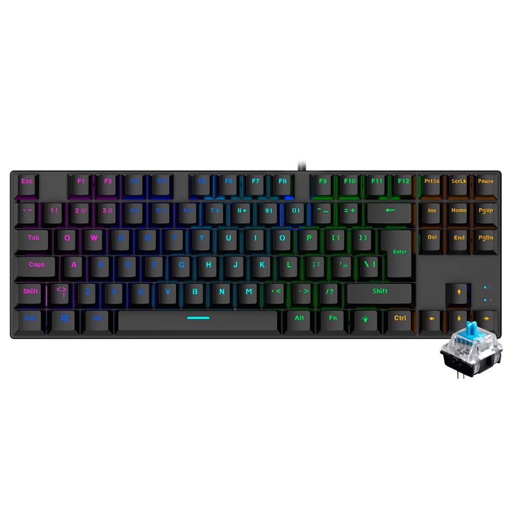 Teclado Gamer Mecanico Satellite GK-51 USB / RGB / Ingles - Preto