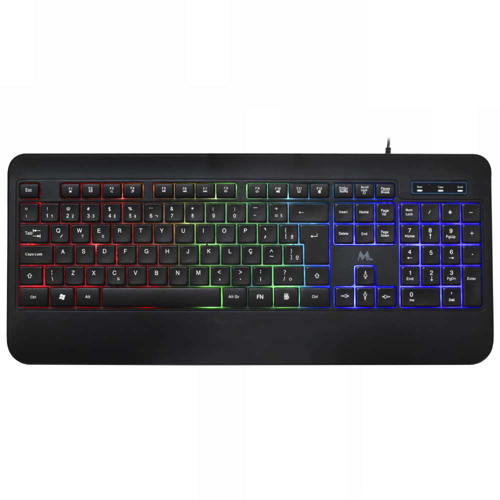 Teclado Gamer Mtek KB-7701LR USB / RGB / Portugues - Preto