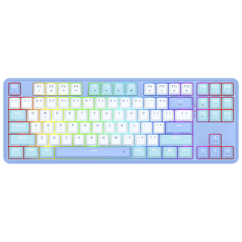 Teclado Gamer Redragon K707WBB-RGB Star Blade USB / RGB / Inglês - Azul / Branco