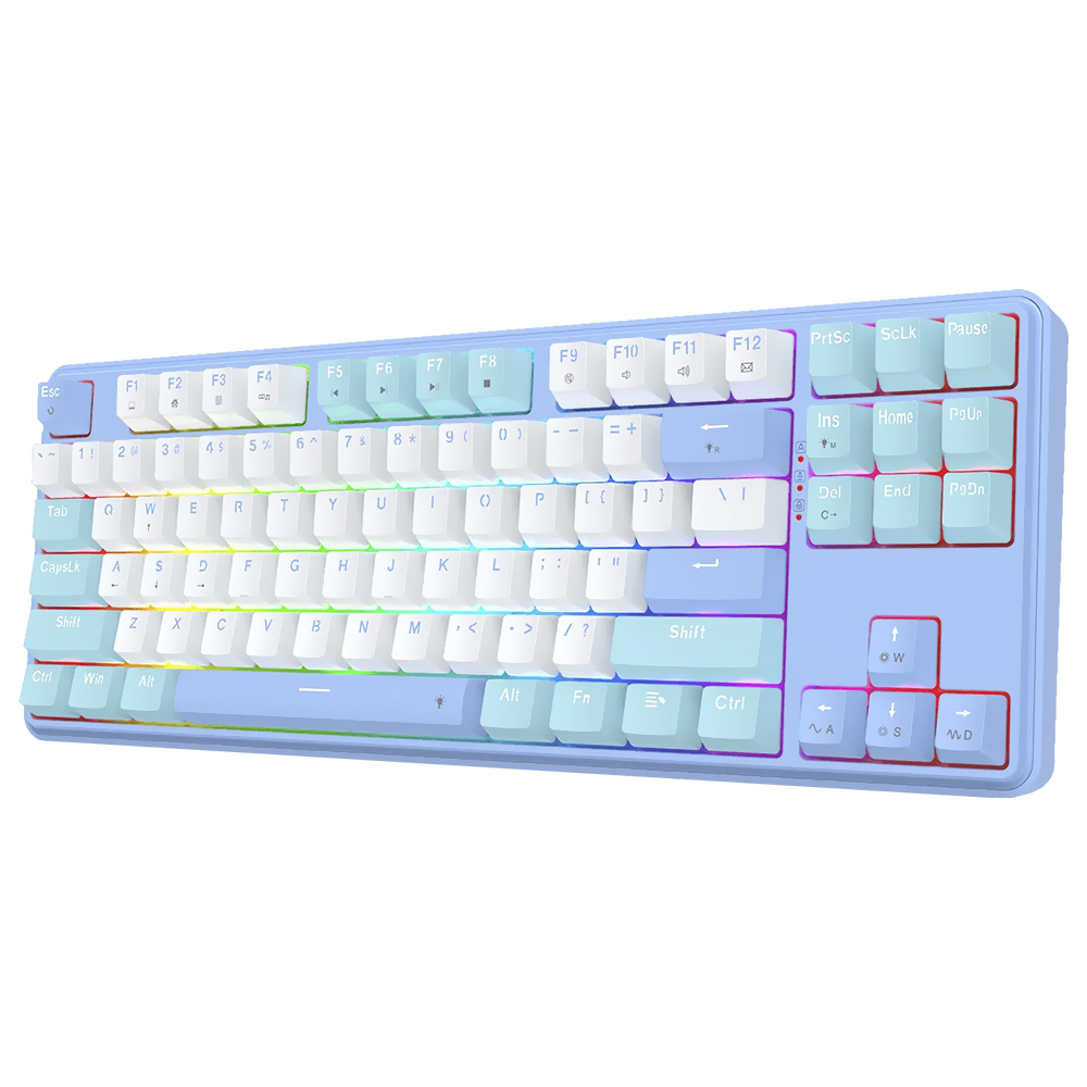 Teclado Gamer Redragon K707WBB-RGB Star Blade USB / RGB / Inglês - Azul / Branco