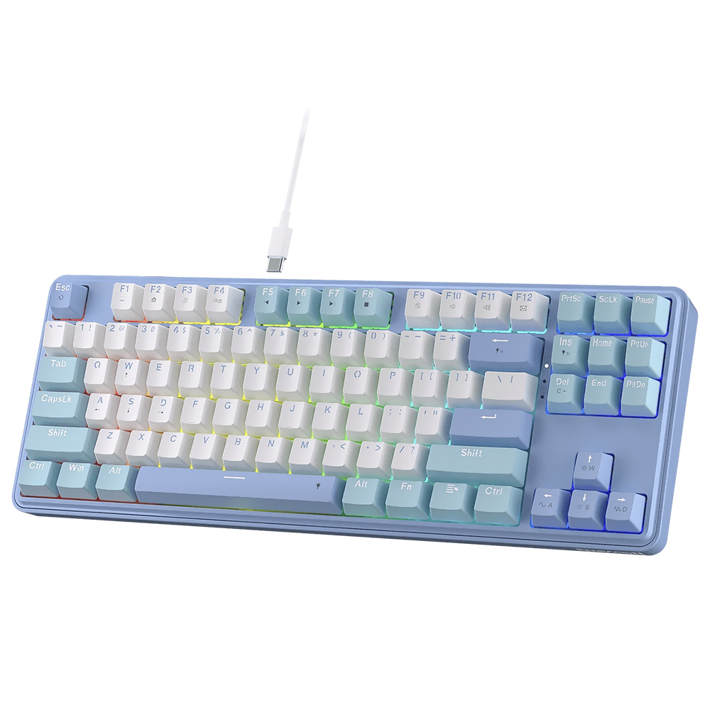 Teclado Gamer Redragon K707WBB-RGB Star Blade USB / RGB / Inglês - Azul / Branco