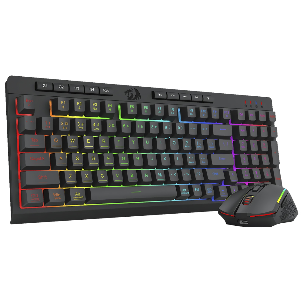 Teclado Gamer Redragon S142 Rylo Pro Combo Wireless / RGB / Inglês - Preto