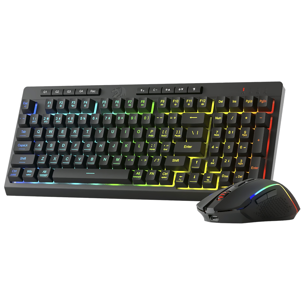 Teclado Gamer Redragon S142 Rylo Pro Combo Wireless / RGB / Inglês - Preto