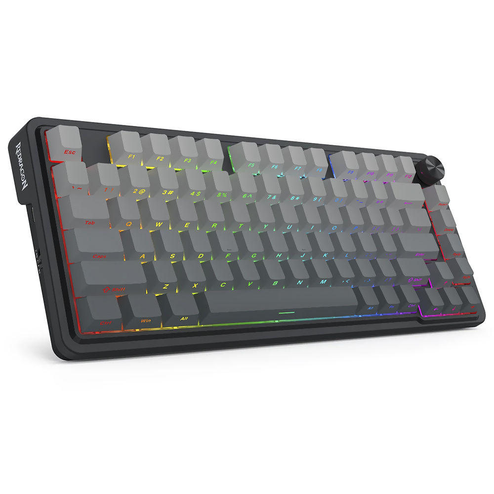 TECLADO GAMER WIRELESS REDRAGON K673SP-RGB-PRO UCAL PRO MECHANICAL BLUETOOTH RGB MINT INGLES PRETO/CINZA