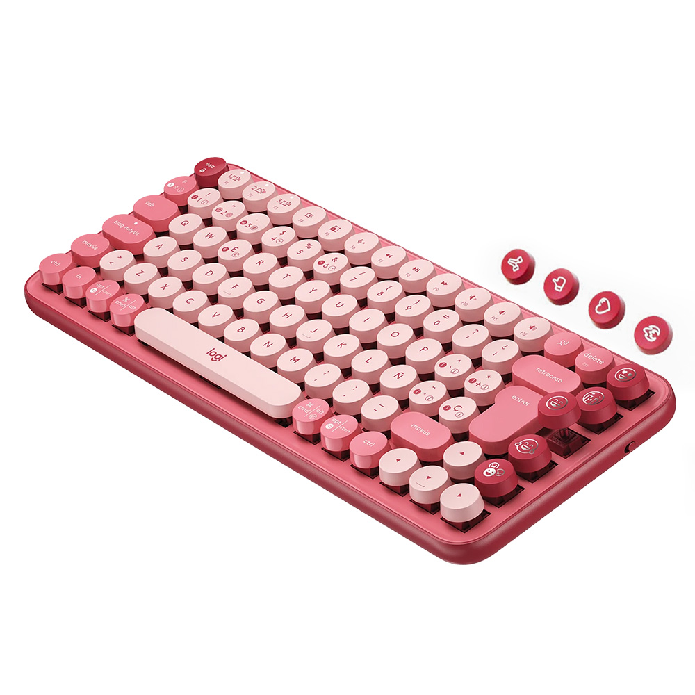 Teclado Logitech POP Keys Emoji Wireless / Espanhol - Heartbreaker (920-010715)