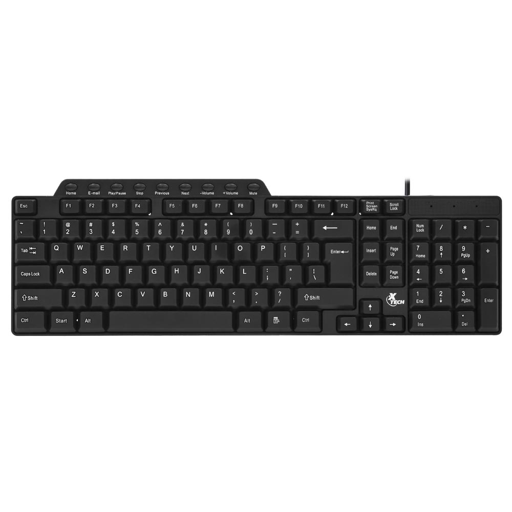 Teclado Xtech XTK-160E Multimedia USB / Inglês - Preto