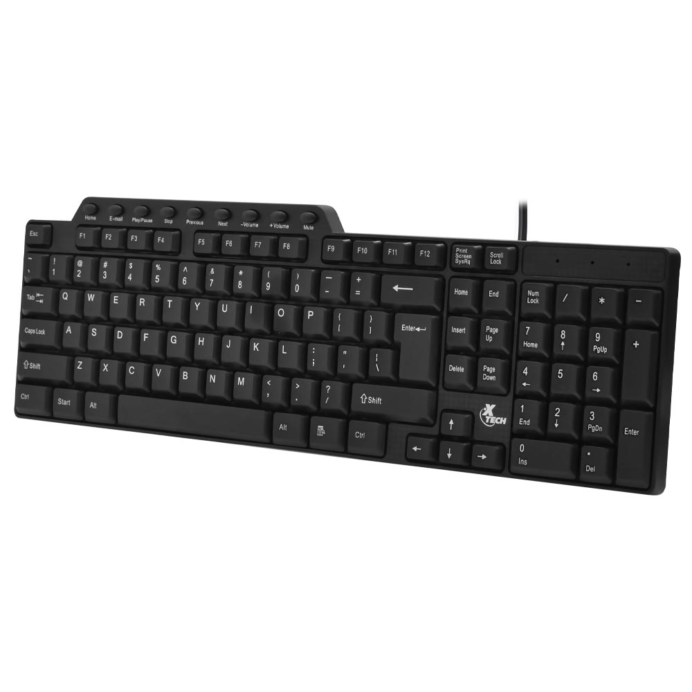 Teclado Xtech XTK-160E Multimedia USB / Inglês - Preto