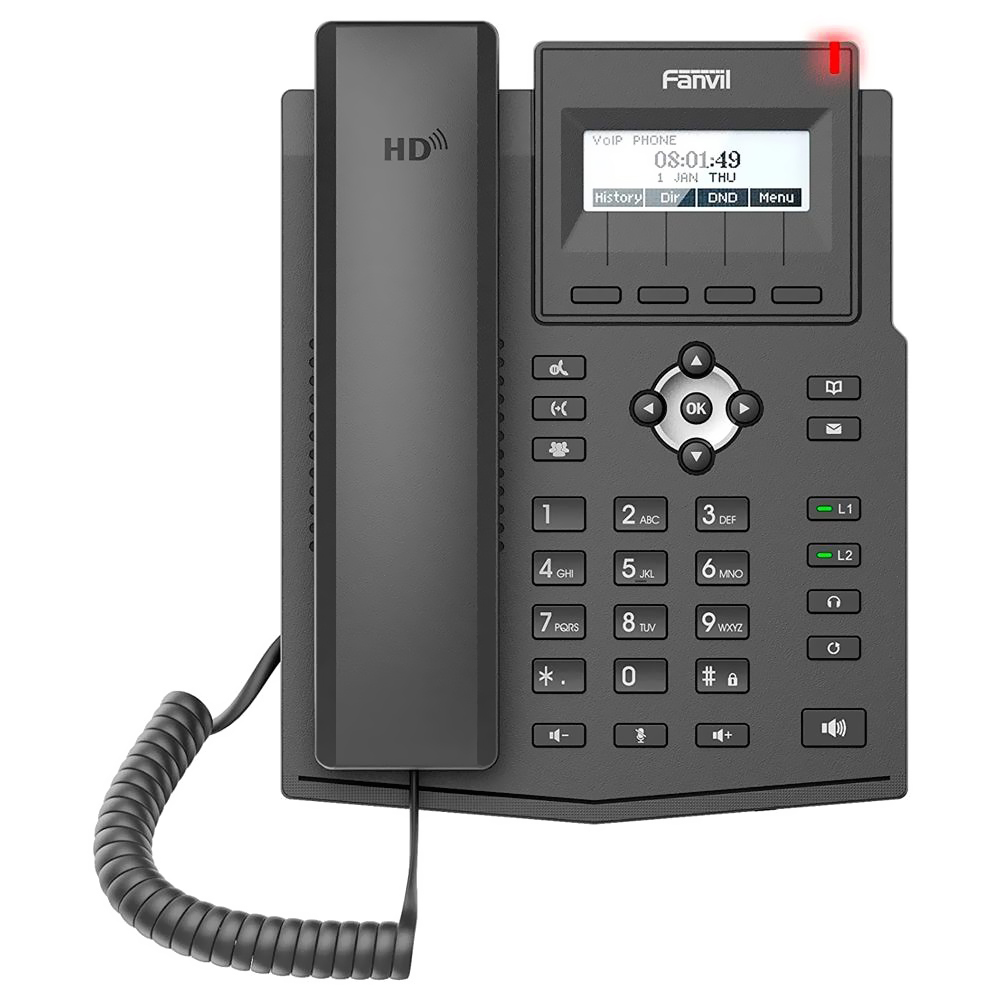 Telefone IP Fanvil X1SG Com Fio / 2 Linhas - Preto