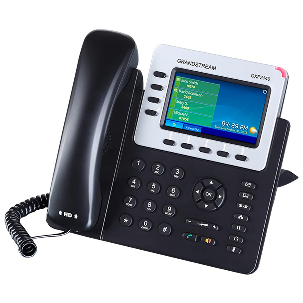 Telefone IP Grandstream GXP2140 HD Com Fio / 4 Linhas / 4 Sip / Bivolt - Preto