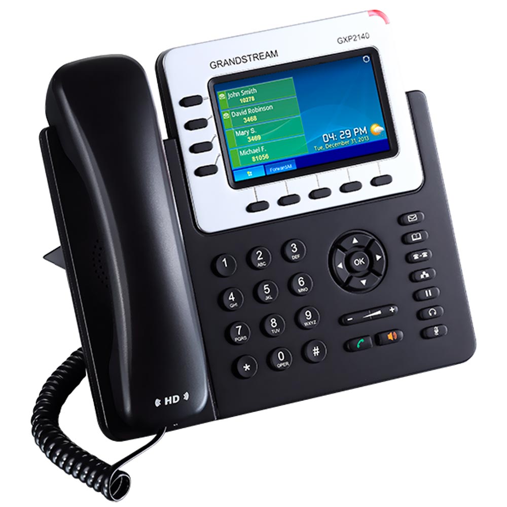 Telefone IP Grandstream GXP2140 HD Com Fio / 4 Linhas / 4 Sip / Bivolt - Preto