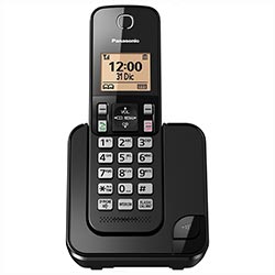 Telefone Panasonic KX-TGC350LAB Sem Fio / Base / Bina / Viva-Voz / 110V - Preto