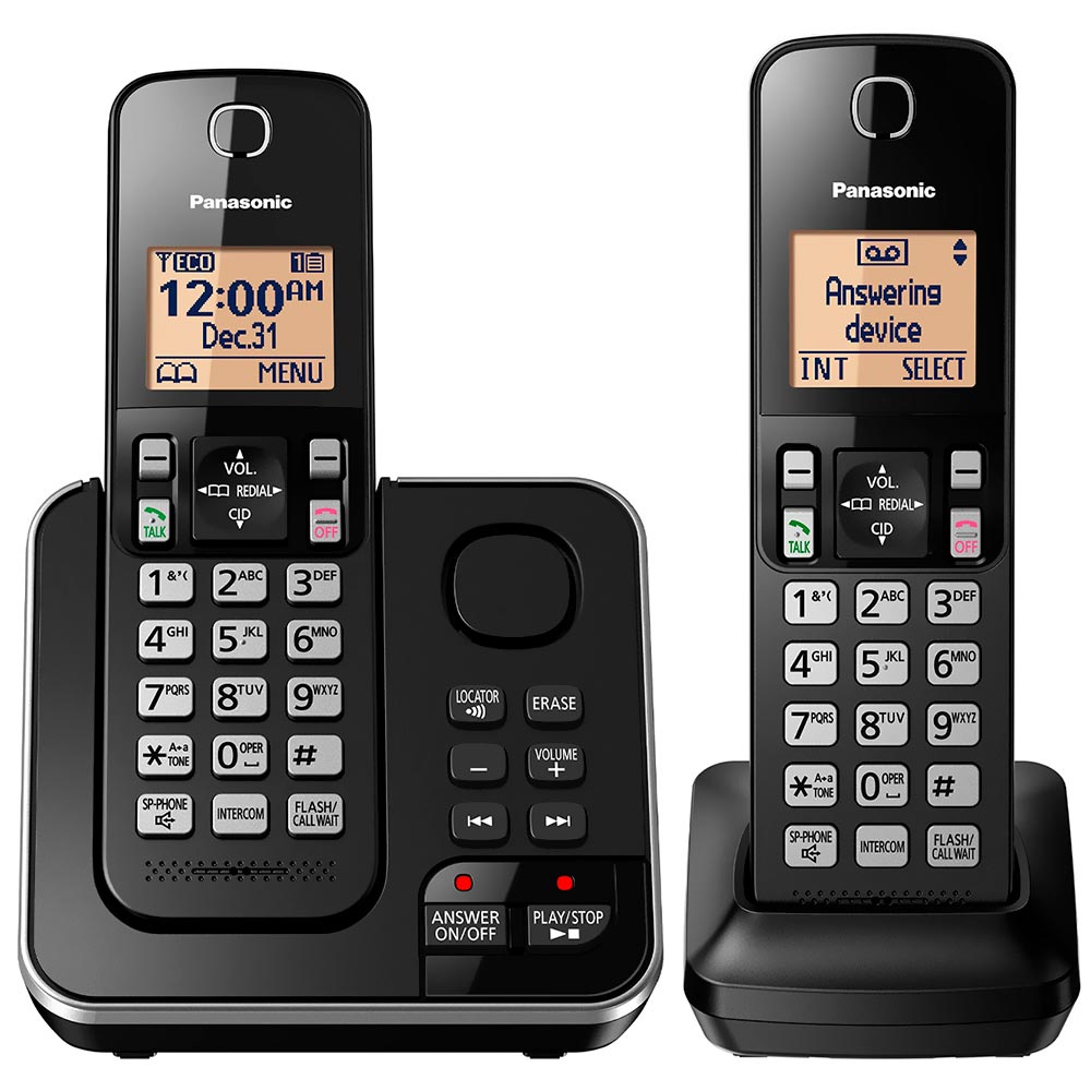 Telefone Panasonic KX-TGC362LAB Sem Fio / Base / Bina / Viva-Voz / 110V - Preto