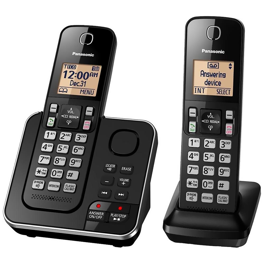 Telefone Panasonic KX-TGC362LAB Sem Fio / Base / Bina / Viva-Voz / 110V - Preto