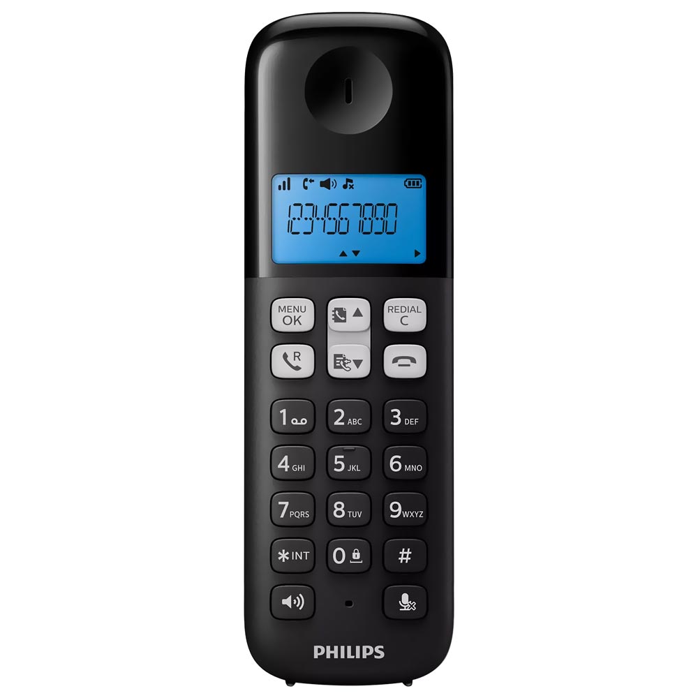 Telefone Philips D1311B 6.0 Sem Fio / Bina / Viva-Voz / Bivolt - Preto