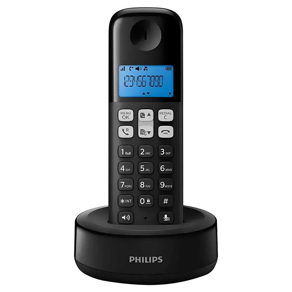 Telefone Philips D1311B 6.0 Sem Fio / Bina / Viva-Voz / Bivolt - Preto