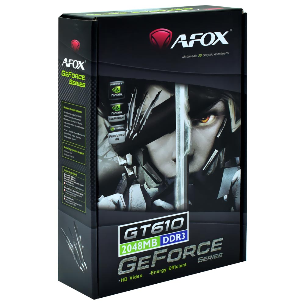 Placa de Vídeo AFOX 2GB GeForce GT610 DDR3 - AF610-2048D3L7-V6