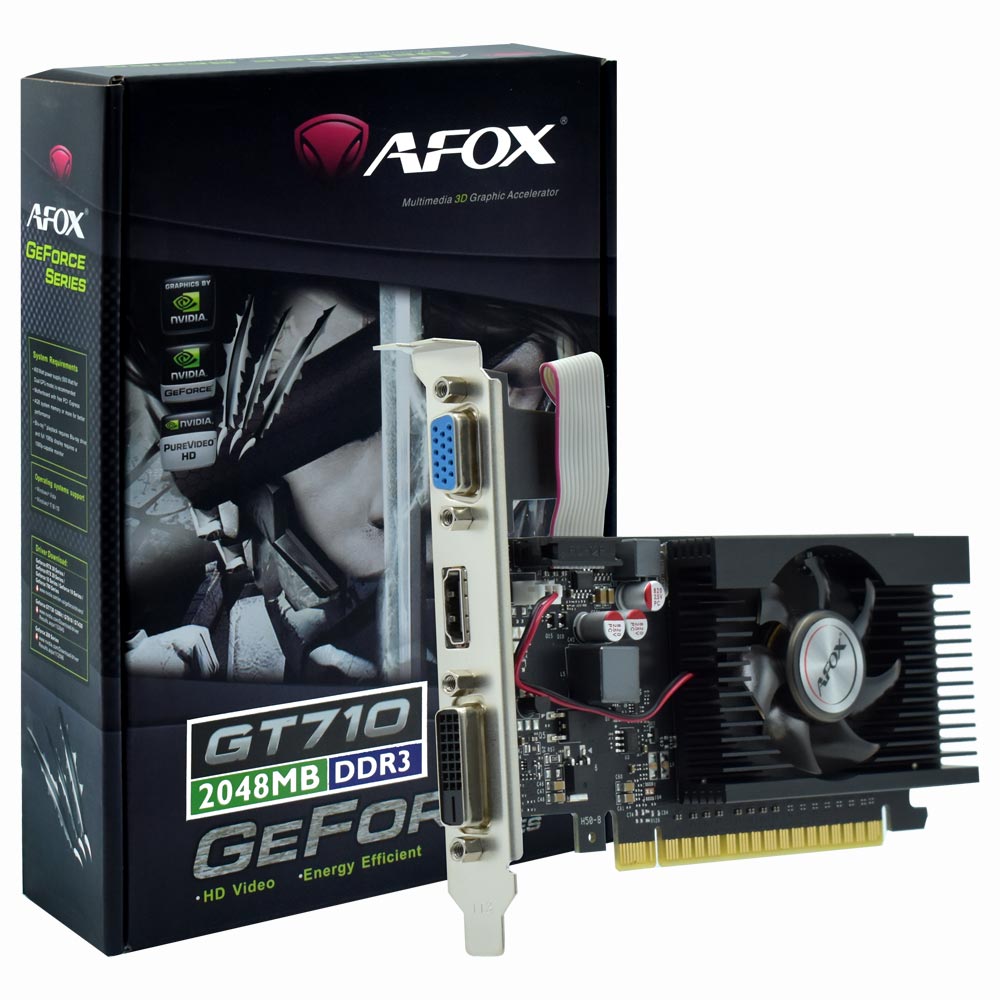 Placa de Vídeo AFOX 2GB GeForce GT710 DDR3 - AF710-2048D3L5-V3