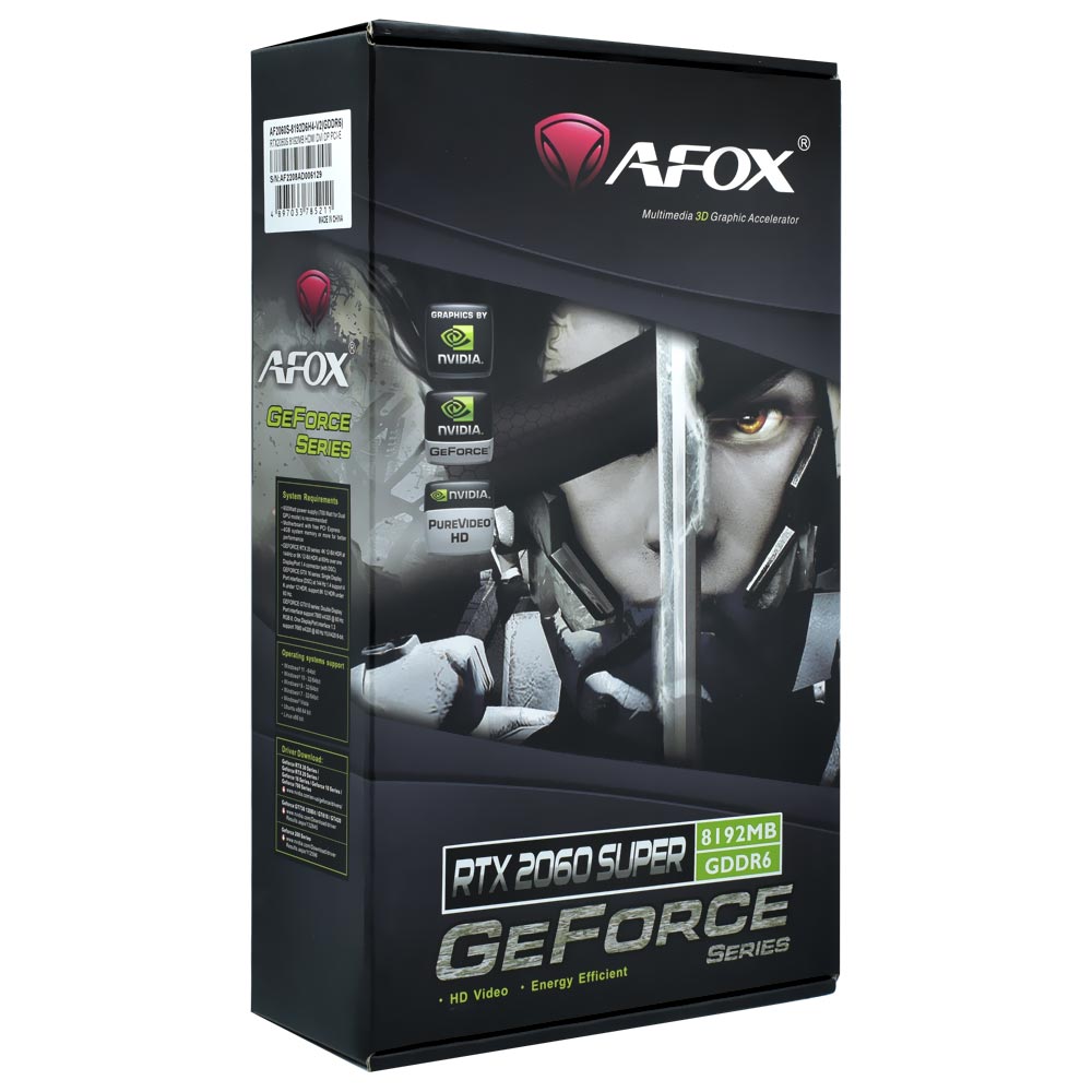 Placa de Vídeo AFOX 8GB GeForce RTX2060 Super GDDR6 - AF2060S-8192D6H4-V2