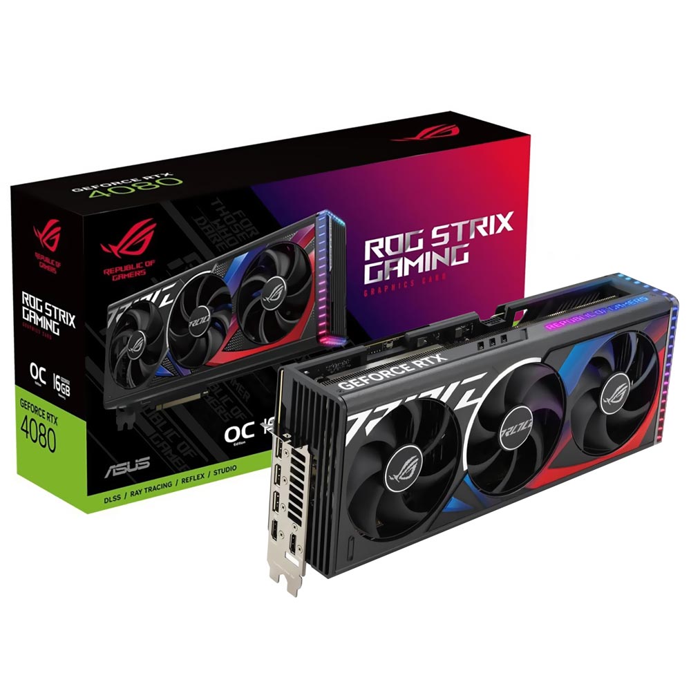Placa de Vídeo ASUS ROG STRIX Gaming OC 16GB GeForce RTX4080 GDDR6X - ROG-STRIX-RTX4080-O16G-GAMING