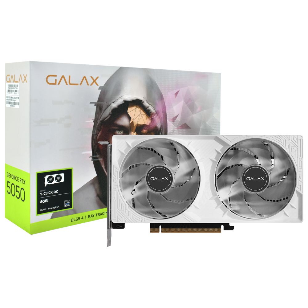 Placa de Vídeo Galax 1-Click OC White 8GB GeForce RTX5050 GDDR6 - Branco (55NSL8MHCZBS)