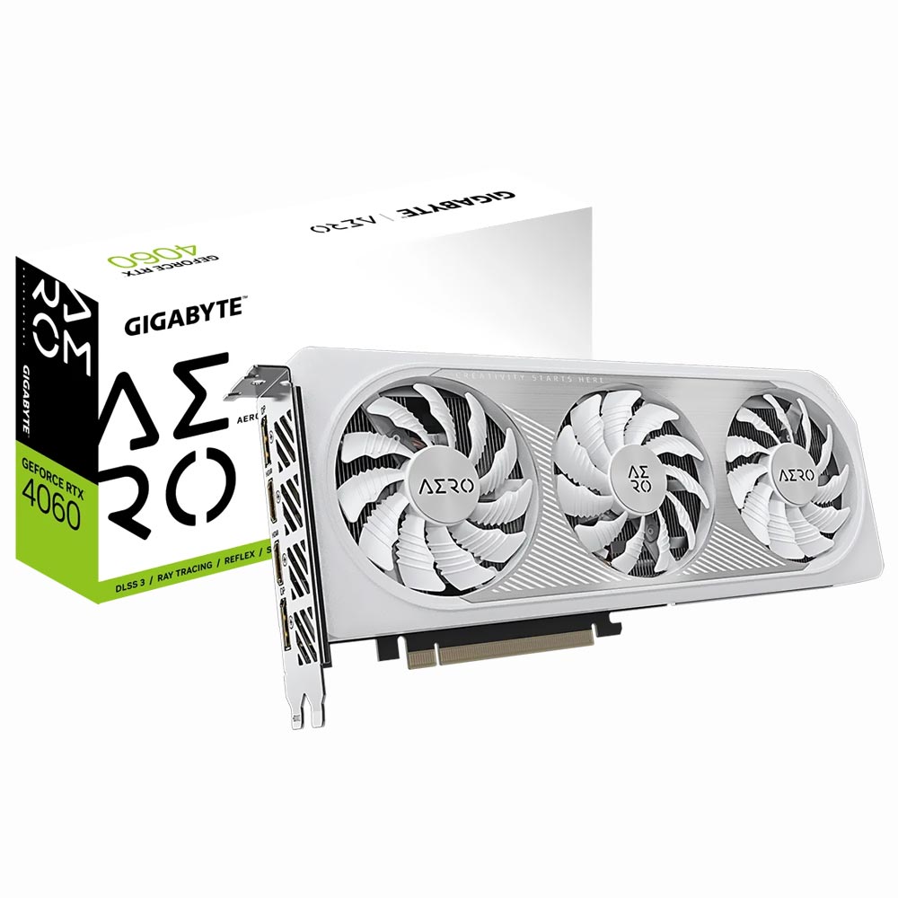 Placa de Vídeo Gigabyte Aero OC 8GB GeForce RTX4060 GDDR6 - GV-N4060AERO OC-8GD