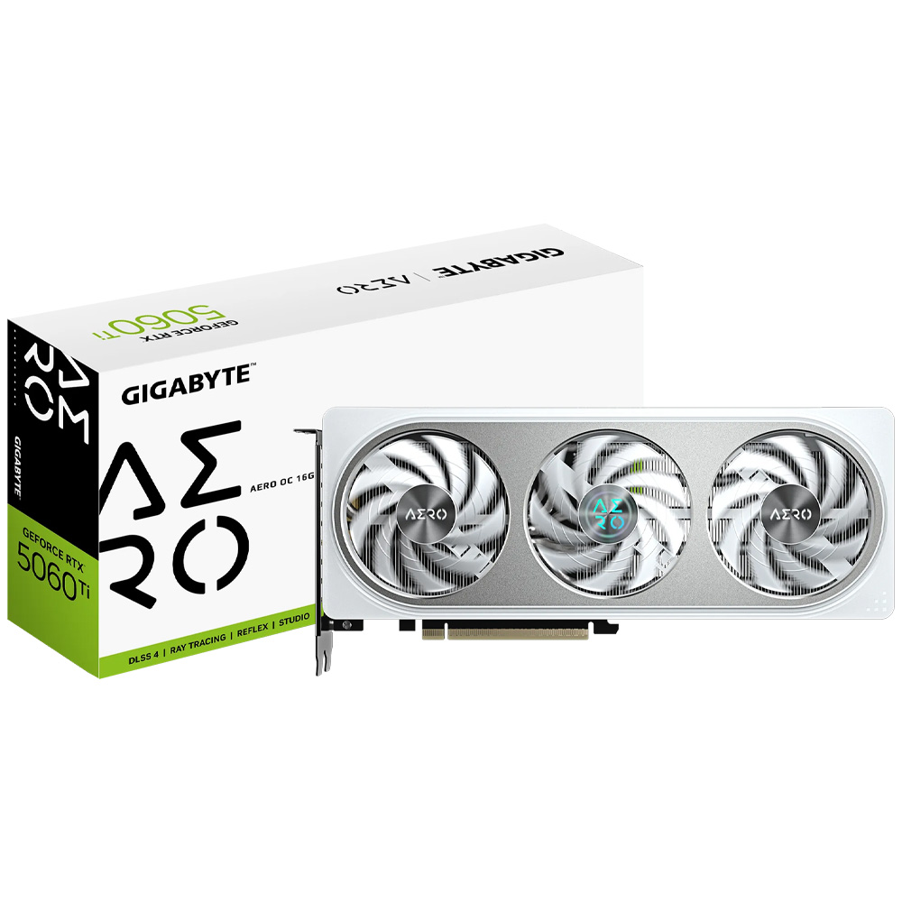 Placa de Vídeo Gigabyte AERO OC WH 16GB GeForce RTX5060TI GDDR7 - GV-N506TAERO OC-16GD