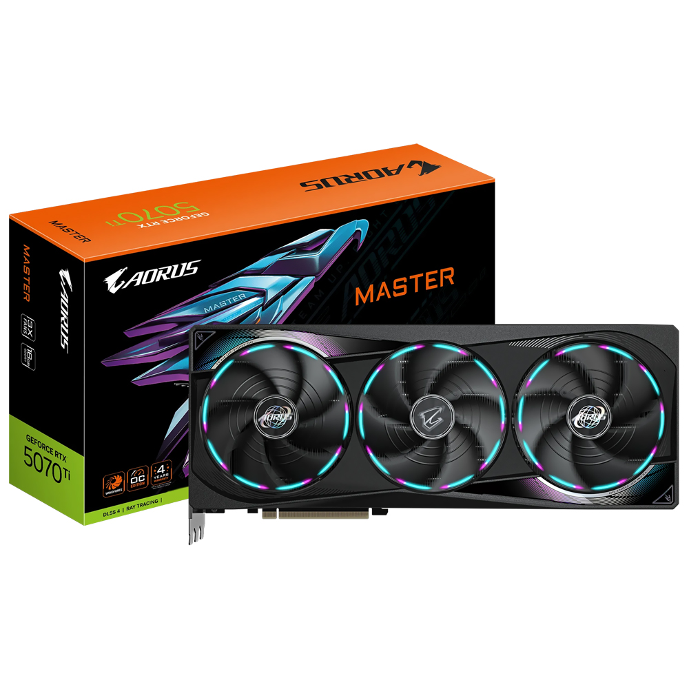Placa de Vídeo Gigabyte AORUS Master 16GB GeForce RTX5070TI GDDR7 - GV-N507TAORUS M-16GD