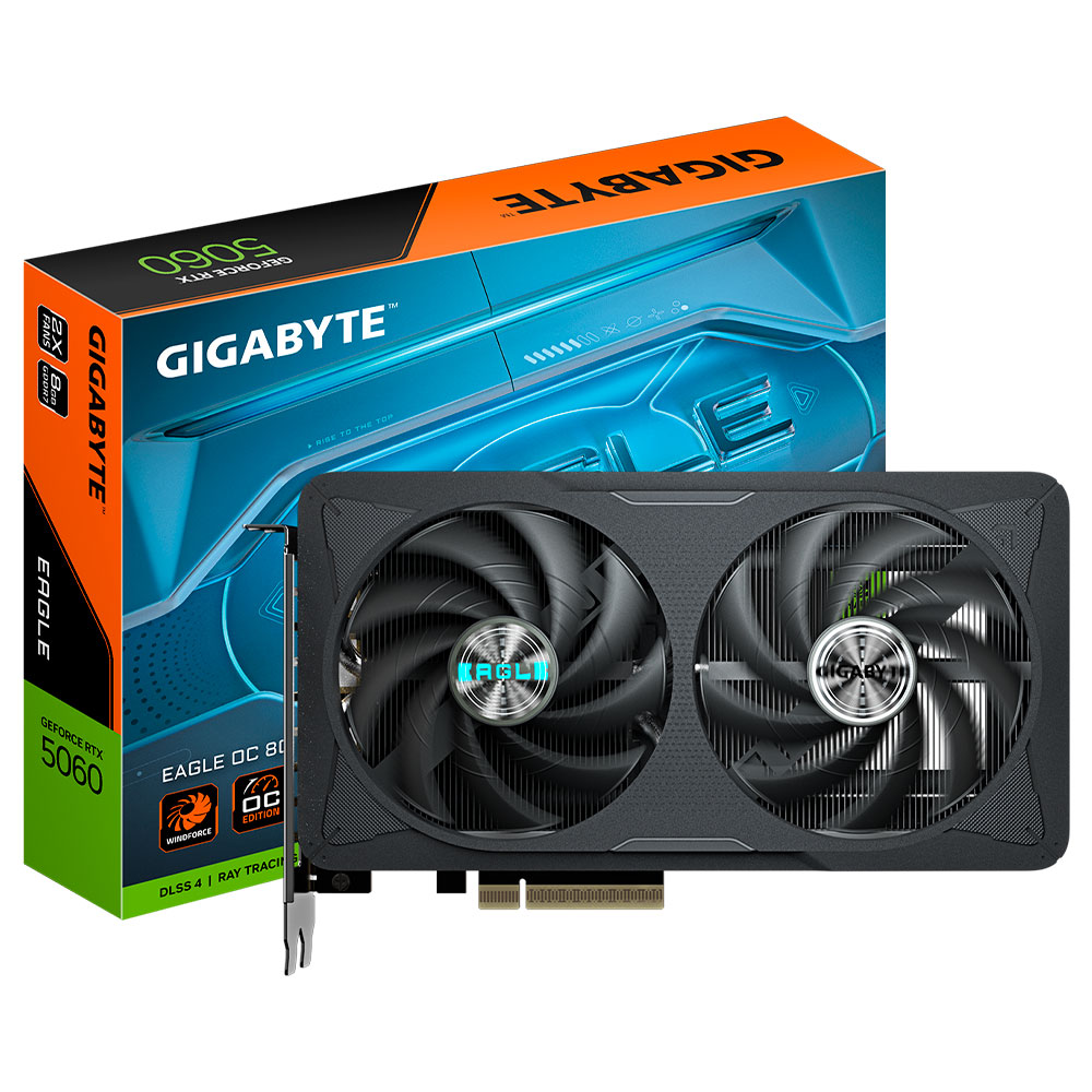 Placa de Vídeo Gigabyte Eagle OC 8GB GeForce RTX5060 GDDR7 - GV-N5060EAGLE OC-8GD