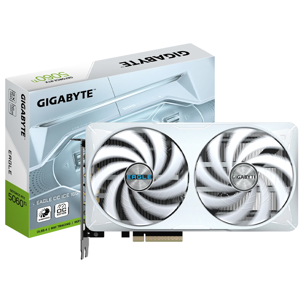 Placa de Vídeo Gigabyte Eagle OC Ice 16GB GeForce RTX5060TI GDDR7 - GV-N506TEAGLEOC ICE-16GD