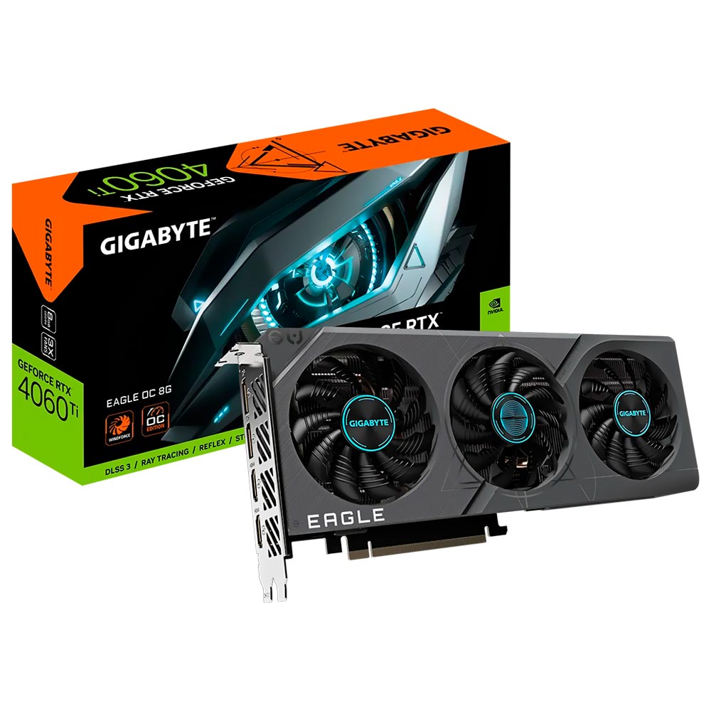 Placa de Vídeo Gigabyte Eagle OC WF 8GB GeForce RTX4060TI GDDR6 - GV-N406TEAGLE OC-8GD